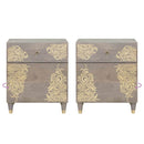 vidaXL Éjjeli szekrény ajtóval Szürke 50 x 33 x 60 cm Tömör Mangófát