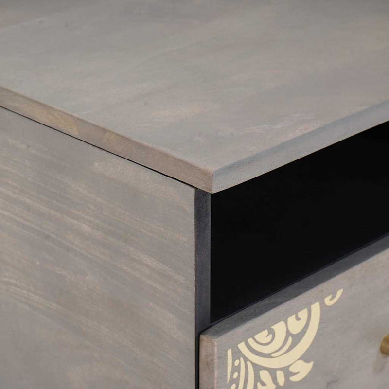 vidaXL Dohányzóasztal with Drawer Szürke 80 x 54 x 40 cm tömör mangófa