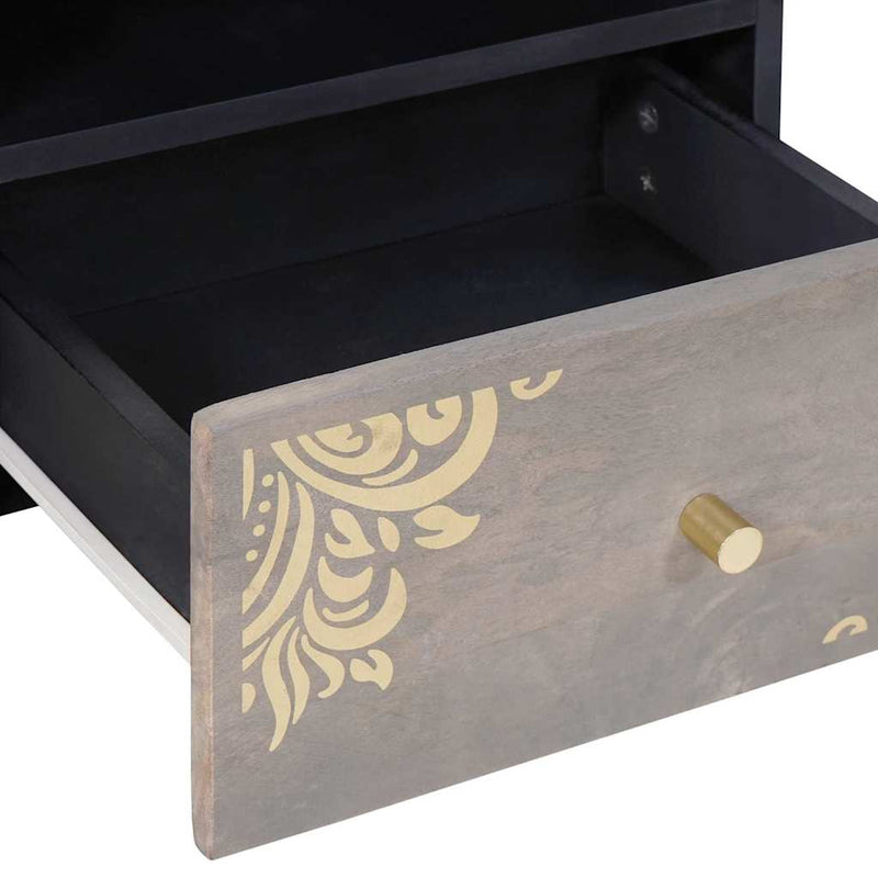 vidaXL Dohányzóasztal with Drawer Szürke 80 x 54 x 40 cm tömör mangófa