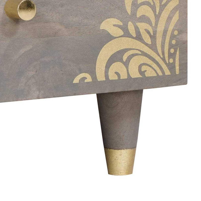 vidaXL Dohányzóasztal with Drawer Szürke 80 x 54 x 40 cm tömör mangófa