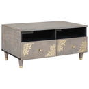 vidaXL Dohányzóasztal fiókkal Szürke 80 x 54 x 40 cm Tömör Mangófát