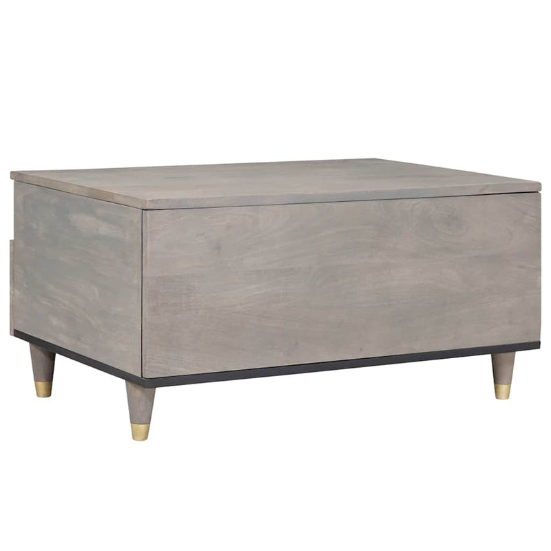 vidaXL Dohányzóasztal with Drawer Szürke 80 x 54 x 40 cm tömör mangófa