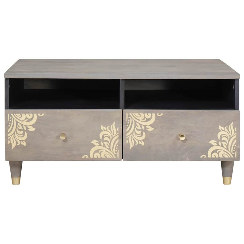 vidaXL Dohányzóasztal with Drawer Szürke 80 x 54 x 40 cm tömör mangófa