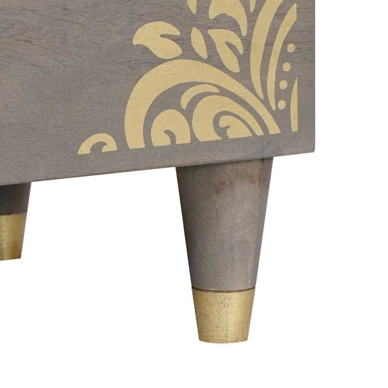 vidaXL TV szekrény fiókkal Szürke 80 x 33 x 46 cm Tömör Mangófát