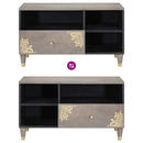 vidaXL TV szekrény fiókkal Szürke 80 x 33 x 46 cm Tömör Mangófát