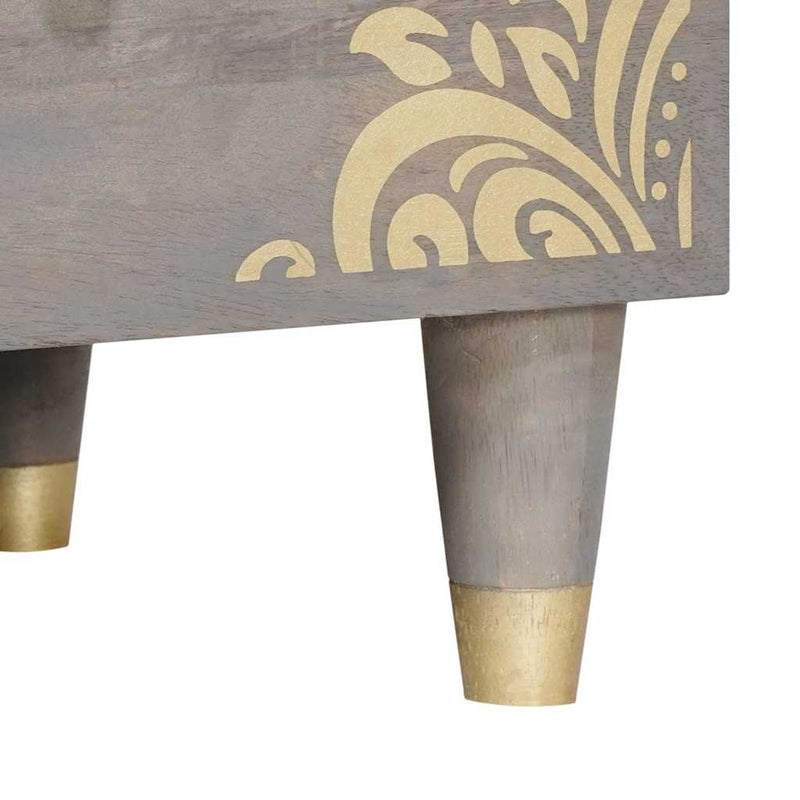 vidaXL TV szekrény fiókkal Szürke 100 x 33 x 46 cm Tömör Mangófát