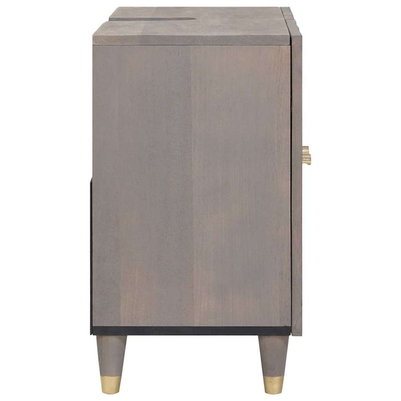 vidaXL Fürdőszobai mosdószekrény Szürke 62 x 33 x 58 cm Tömör mangófa