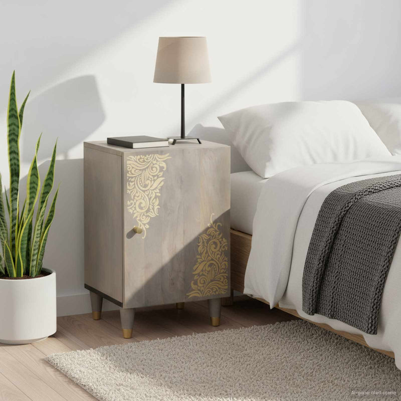 vidaXL Fürdőszoba Székény Szürke 38 x 33 x 58 cm Tömör Mangófát