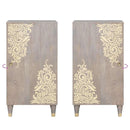 vidaXL Széf polcokkal Szürke és Arany 40 x 33 x 75 cm Tömör Mangófát