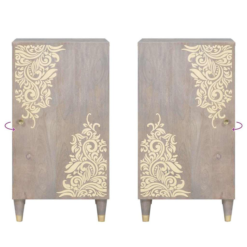 vidaXL Széf polcokkal Szürke és Arany 40 x 33 x 75 cm Tömör Mangófát