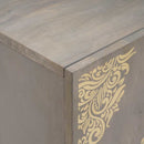 vidaXL Széf polcokkal Szürke és Arany 60 x 33 x 75 cm Tömör Mangófát