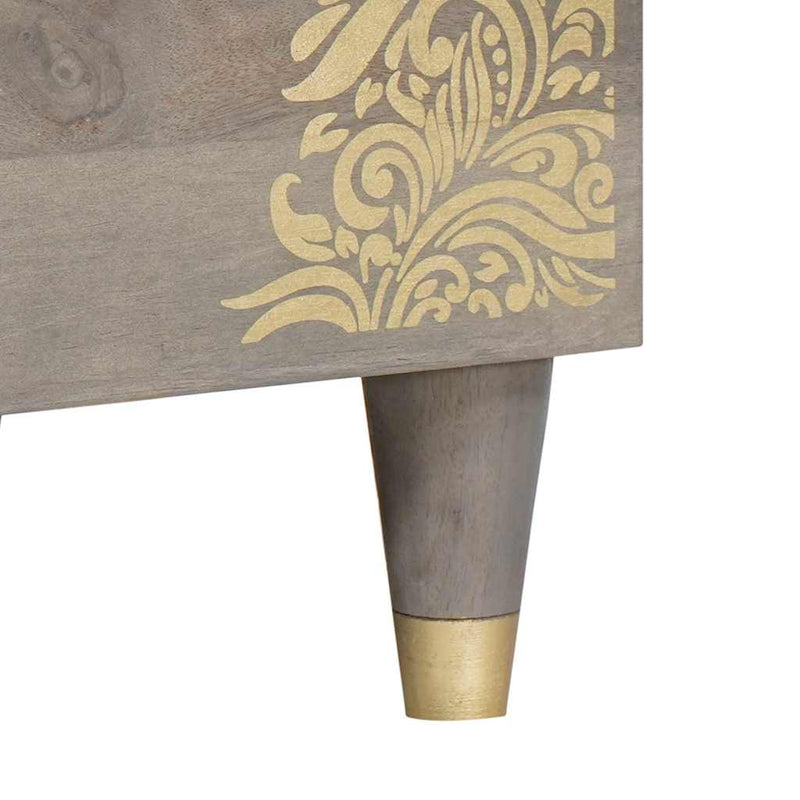 vidaXL Széf polcokkal Szürke és Arany 80 x 33.5 x 75 cm Tömör mangófa
