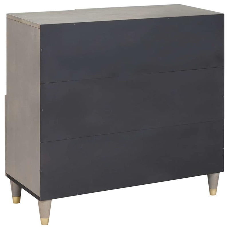 vidaXL Széf polcokkal Szürke és Arany 80 x 33.5 x 75 cm Tömör mangófa