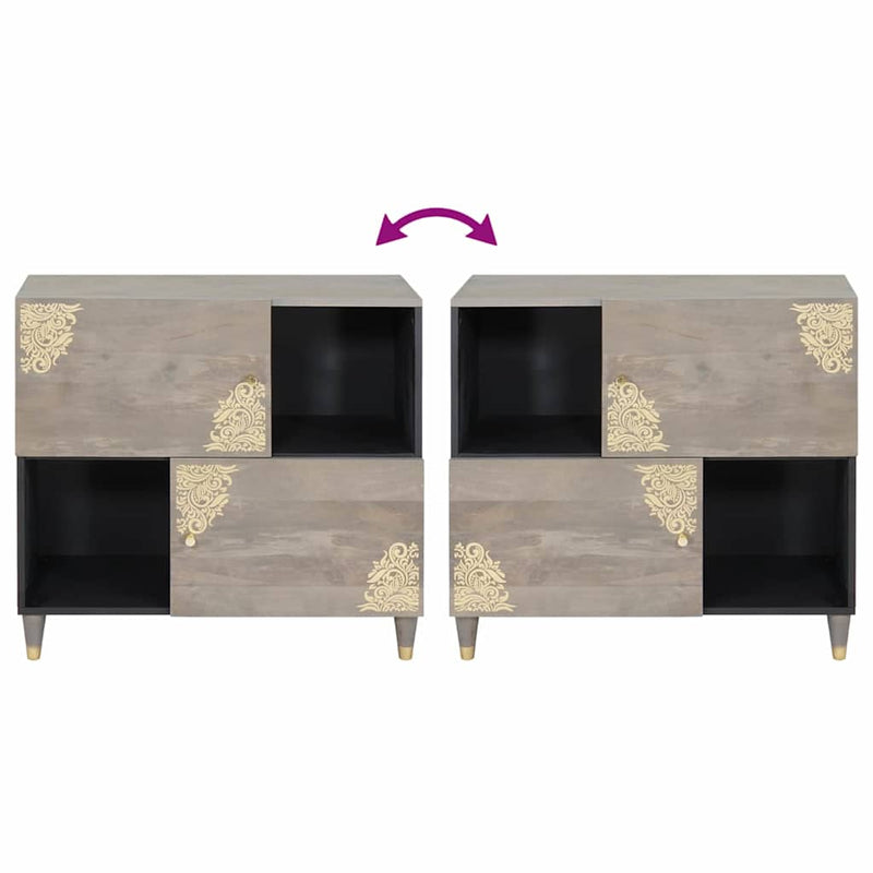 vidaXL Széf polcokkal Szürke és Arany 80 x 33.5 x 75 cm Tömör mangófa