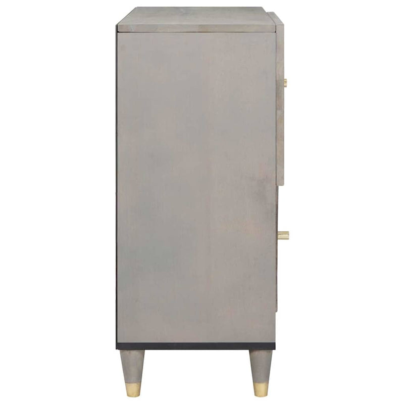 vidaXL Széf polcokkal Szürke és Arany 80 x 33.5 x 75 cm Tömör mangófa