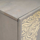 vidaXL Széf polcokkal Szürke és Arany 90 x 33 x 75 cm Tömör Mangófát