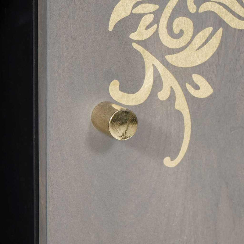 vidaXL Széf polcokkal Szürke és Arany 90 x 33 x 75 cm Tömör Mangófát