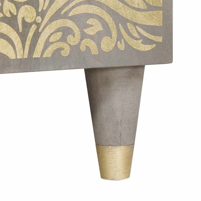 vidaXL Széf polcokkal Szürke és Arany 90 x 33 x 75 cm Tömör Mangófát