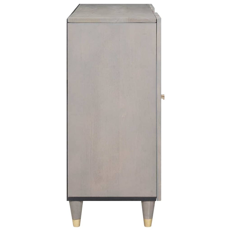 vidaXL Széf polcokkal Szürke és Arany 90 x 33 x 75 cm Tömör Mangófát