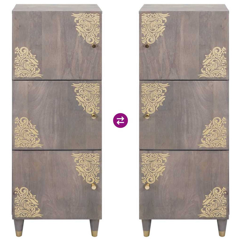 vidaXL Magasfiú Szürke és Arany 40 x 33 x 110 cm Tömör Mangófát