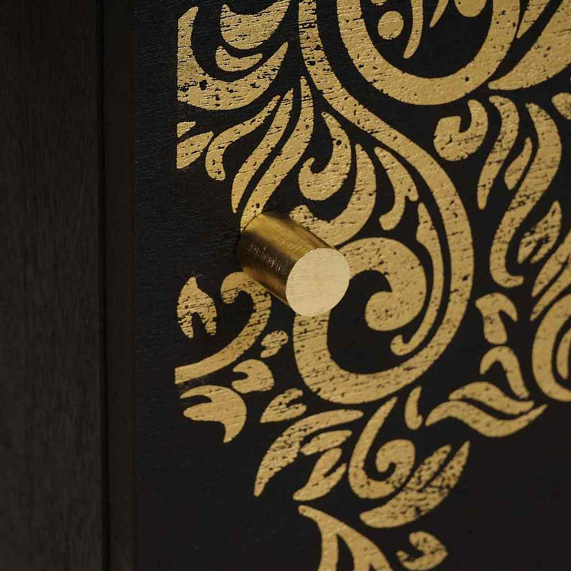 vidaXL Éjjeli szekrény ajtóval Fekete 40 x 33 x 46 cm Tömör Mangófát