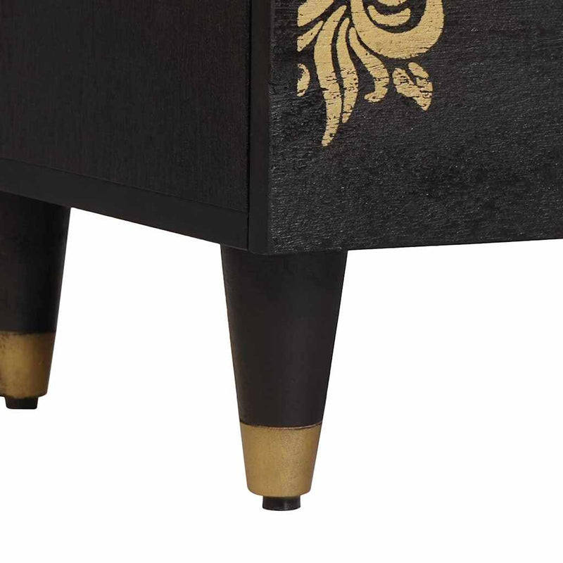 vidaXL Éjjeliszekrény 2 pcs Fekete 40 x 33 x 46 cm Tömör Mangófát