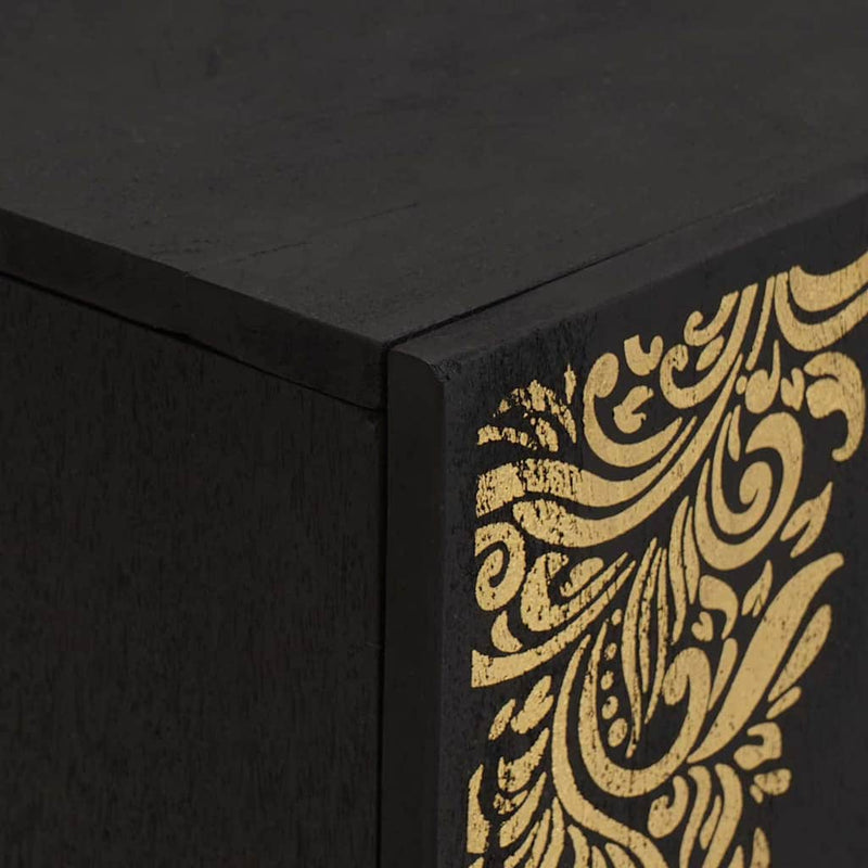 vidaXL TV szekrény polcokkal Fekete 105 x 33 x 46 cm Tömör Mangófát