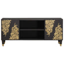 vidaXL TV szekrény polcokkal Fekete 105 x 33 x 46 cm Tömör Mangófát