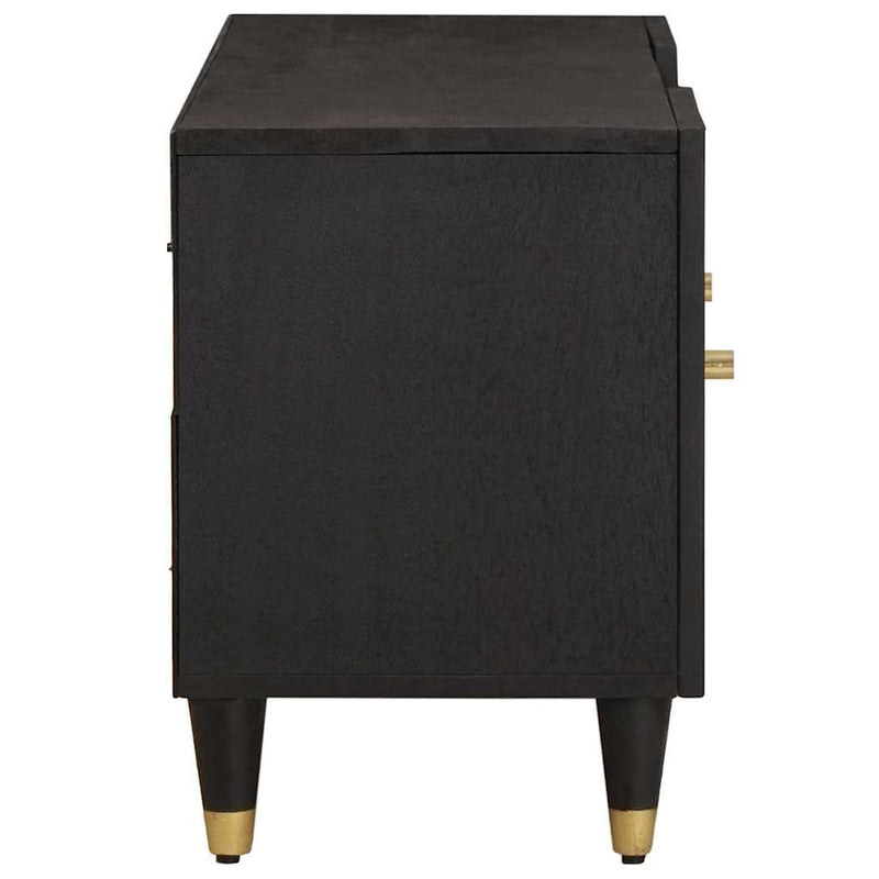 vidaXL TV szekrény polcokkal Fekete 105 x 33 x 46 cm Tömör Mangófát