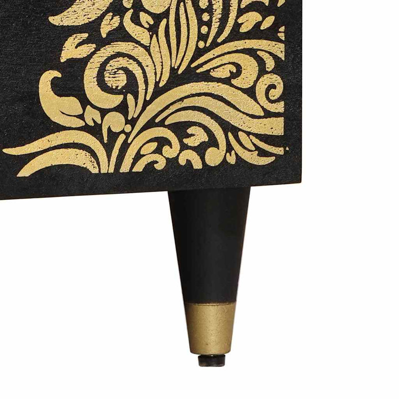 vidaXL Dohányzóasztal Fekete 80 x 50 x 40 cm Tömör Mangófát