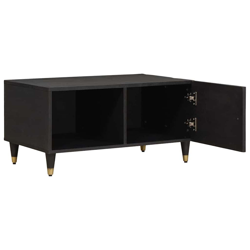 vidaXL Dohányzóasztal Fekete 80 x 50 x 40 cm Tömör Mangófát