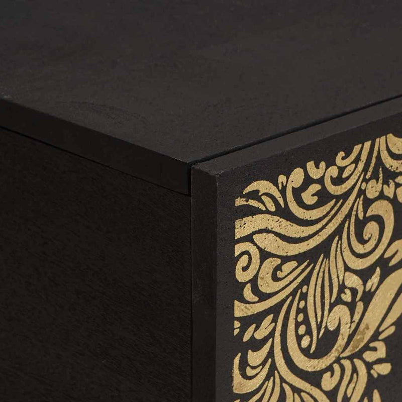 vidaXL Dohányzóasztal Fekete 80 x 50 x 40 cm Tömör Mangófát