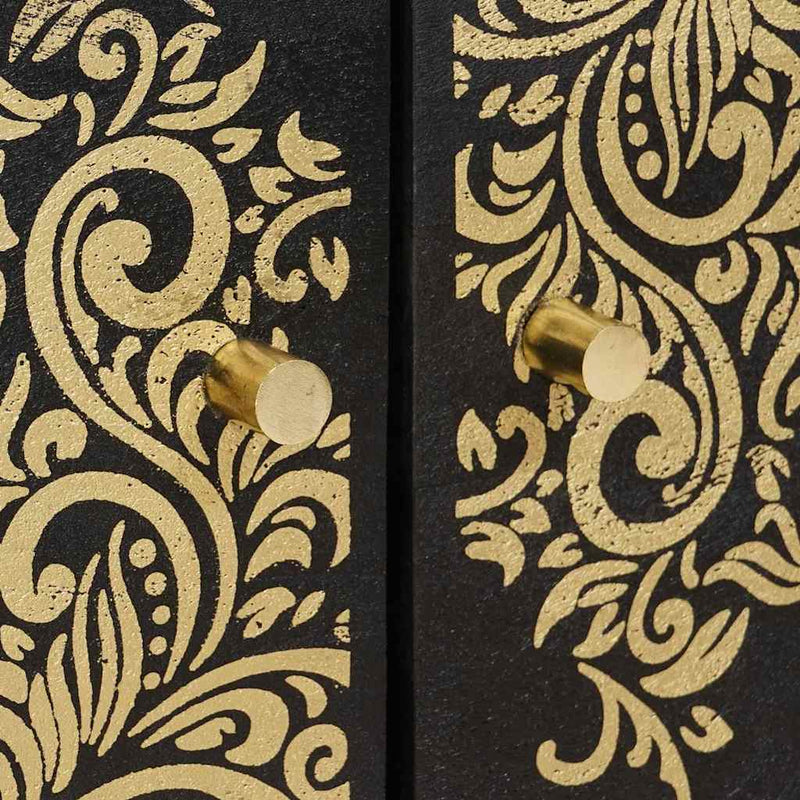 vidaXL Dohányzóasztal Fekete 80 x 50 x 40 cm Tömör Mangófát