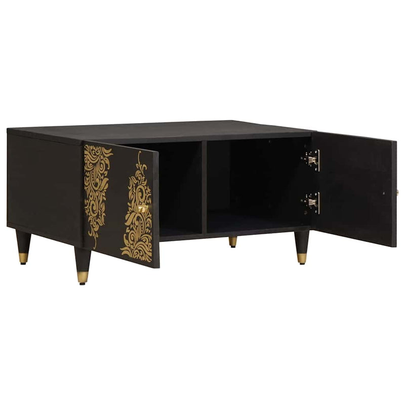 vidaXL Dohányzóasztal Fekete 80 x 50 x 40 cm Tömör Mangófát