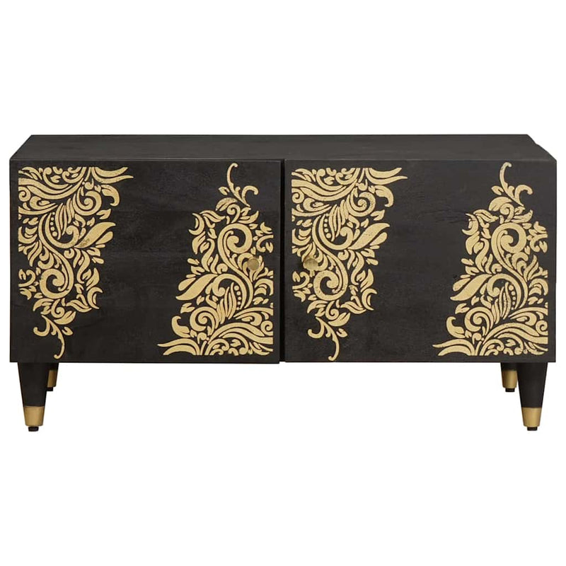 vidaXL Dohányzóasztal Fekete 80 x 50 x 40 cm Tömör Mangófát