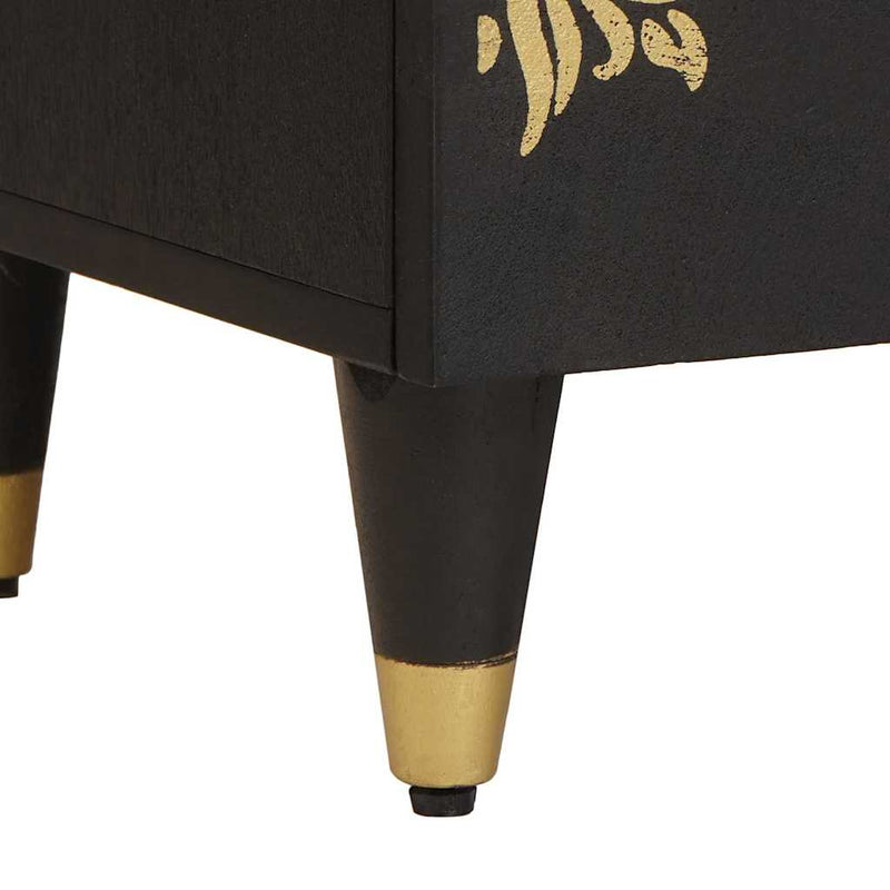 vidaXL Éjjeliszekrény 2 pcs Fekete 40 x 33 x 46 cm Tömör Mangófát