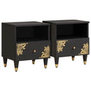 vidaXL Éjjeliszekrény 2 pcs Fekete 40 x 33 x 46 cm Tömör Mangófát