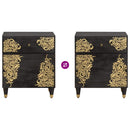 vidaXL Éjjeli szekrény ajtóval Fekete 50 x 33 x 60 cm Tömör Mangófát