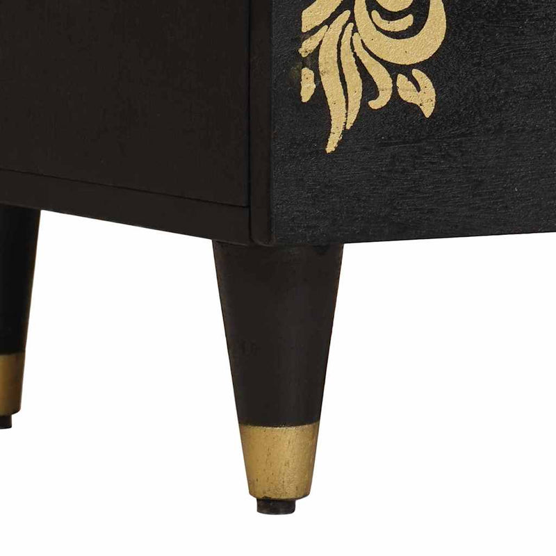 vidaXL Éjjeliszekrény fiókkal Fekete 50 x 33 x 62 cm Tömör Mangófát