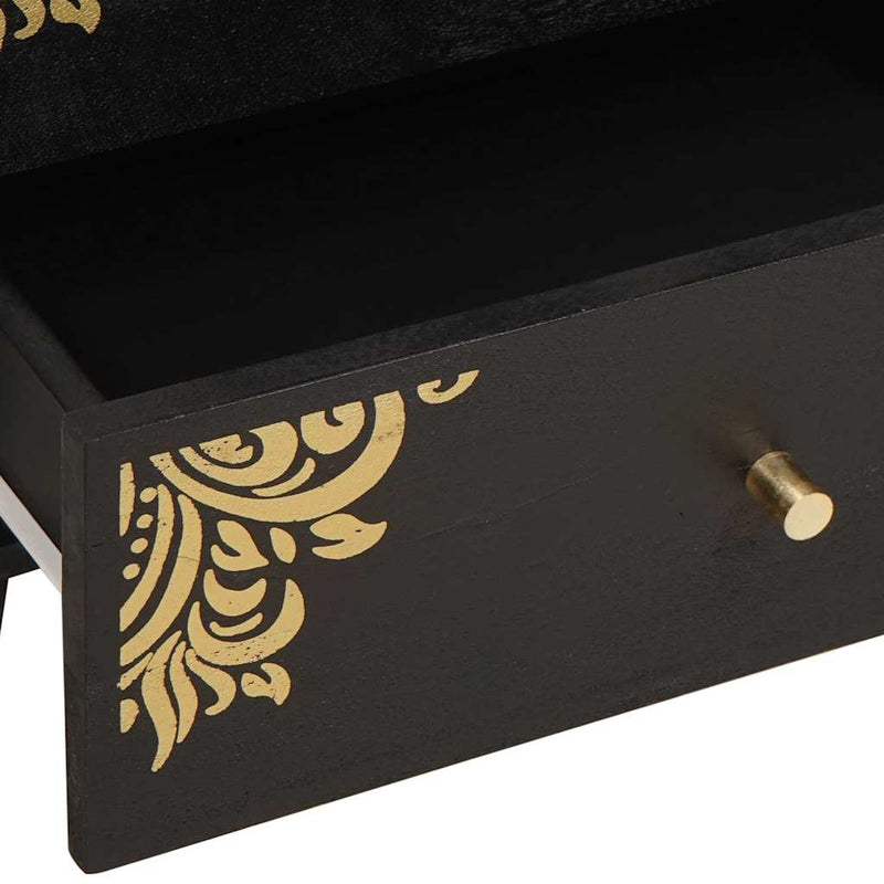 vidaXL Éjjeliszekrény fiókkal Fekete 50 x 33 x 62 cm Tömör Mangófát