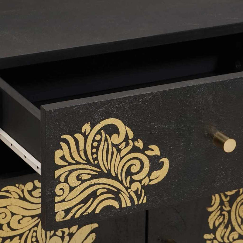 vidaXL Éjjeli szekrény ajtóval Fekete 50 x 33 x 60 cm Tömör Mangófát