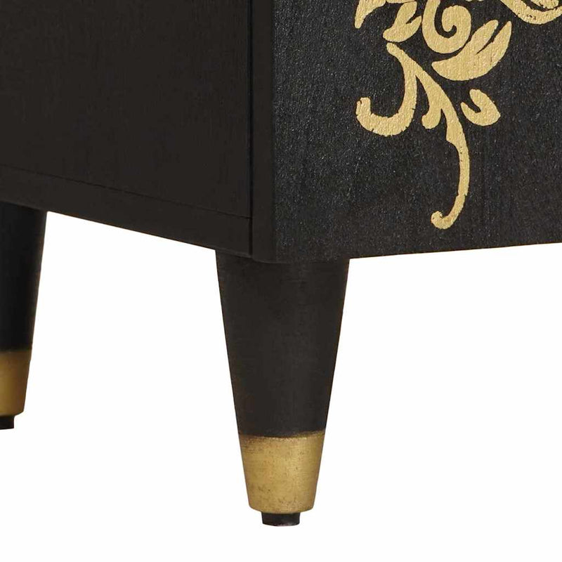 vidaXL Éjjeli szekrény ajtóval Fekete 50 x 33 x 60 cm Tömör Mangófát