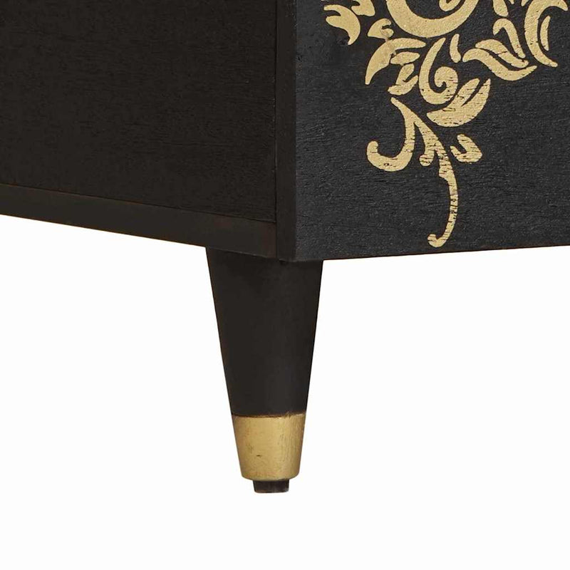 vidaXL Dohányzóasztal Fekete 100 x 54 x 40 cm Tömör Mangófát