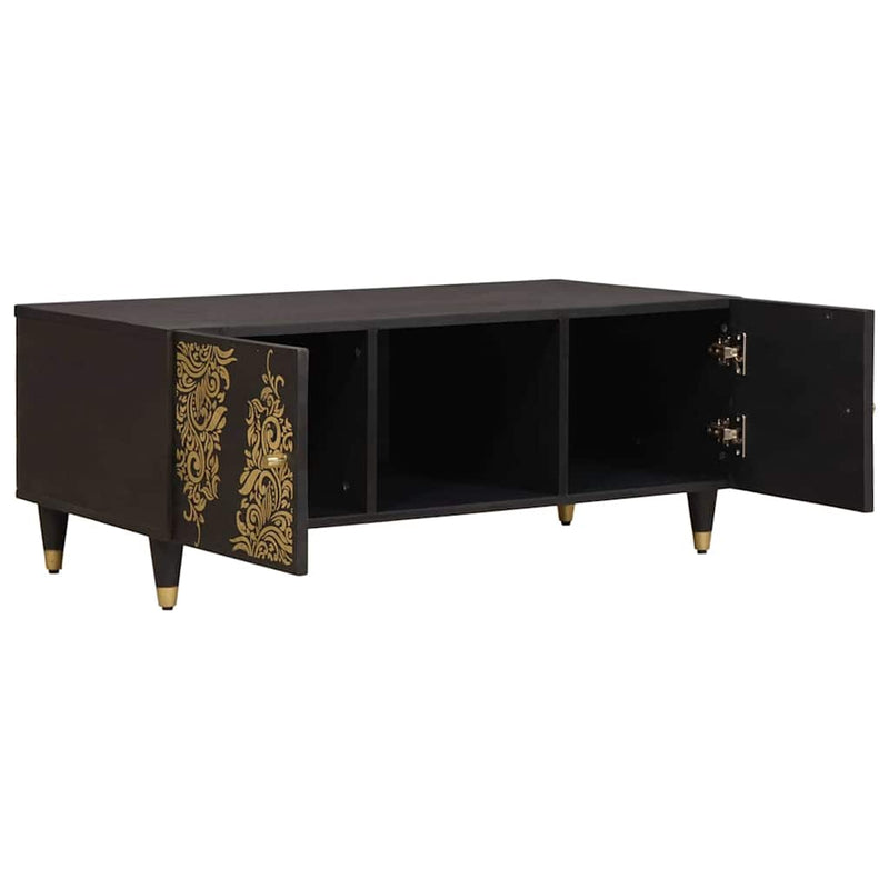 vidaXL Dohányzóasztal Fekete 100 x 54 x 40 cm Tömör Mangófát