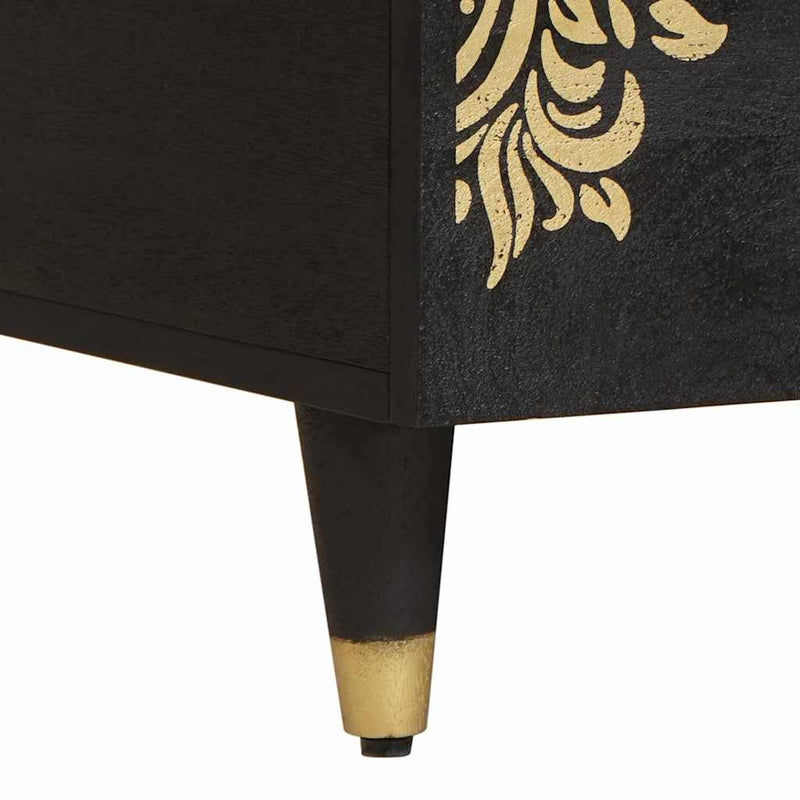 vidaXL Dohányzóasztal fiókkal Fekete 80 x 54 x 40 cm Tömör Mangófát