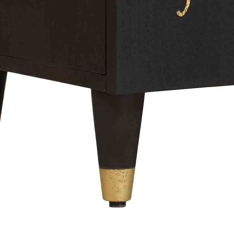 vidaXL TV szekrény fiókkal Fekete 105 x 33 x 46 cm Tömör Mangófát