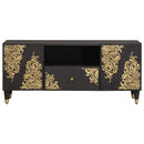 vidaXL TV szekrény fiókkal Fekete 105 x 33 x 46 cm Tömör Mangófát