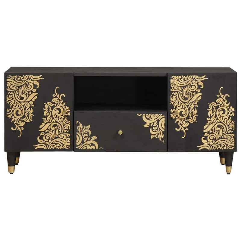 vidaXL TV szekrény fiókkal Fekete 105 x 33 x 46 cm Tömör Mangófát