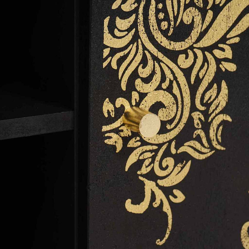 vidaXL TV szekrény polcokkal Fekete 80 x 33 x 46 cm Tömör Mangófát