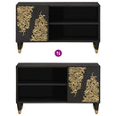 vidaXL TV szekrény polcokkal Fekete 80 x 33 x 46 cm Tömör Mangófát